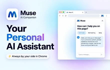 Muse AI Companion promotional banner: your personal AI assistant, always by your side in Chrome